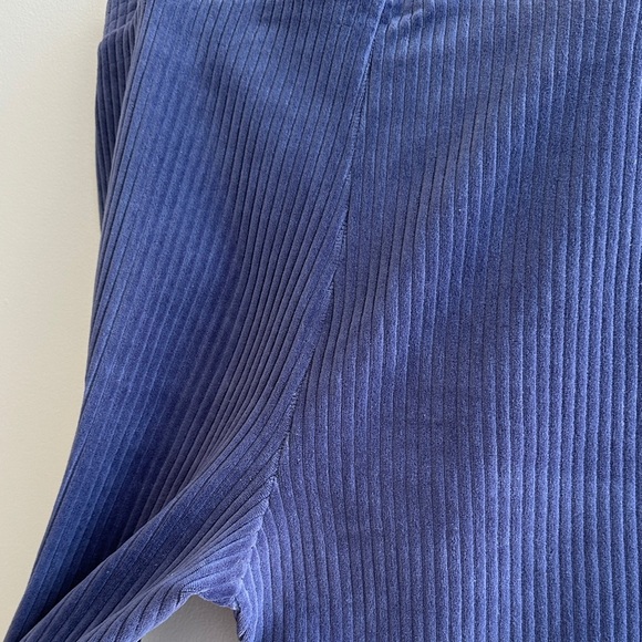 Aerie Groove-On Rib Velour High-Waisted Flare Pant, Blue, Size Large Short - Picture 15 of 16
